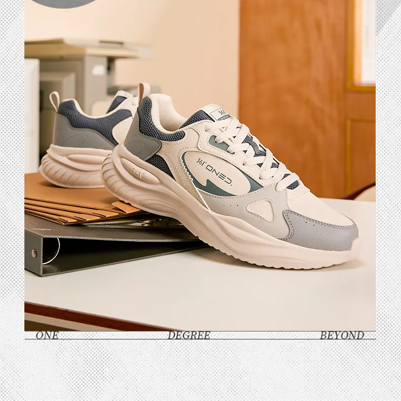 361° Anti Slip Wear Resistant Low Top Casual Running Shoes Men's White Gray-5