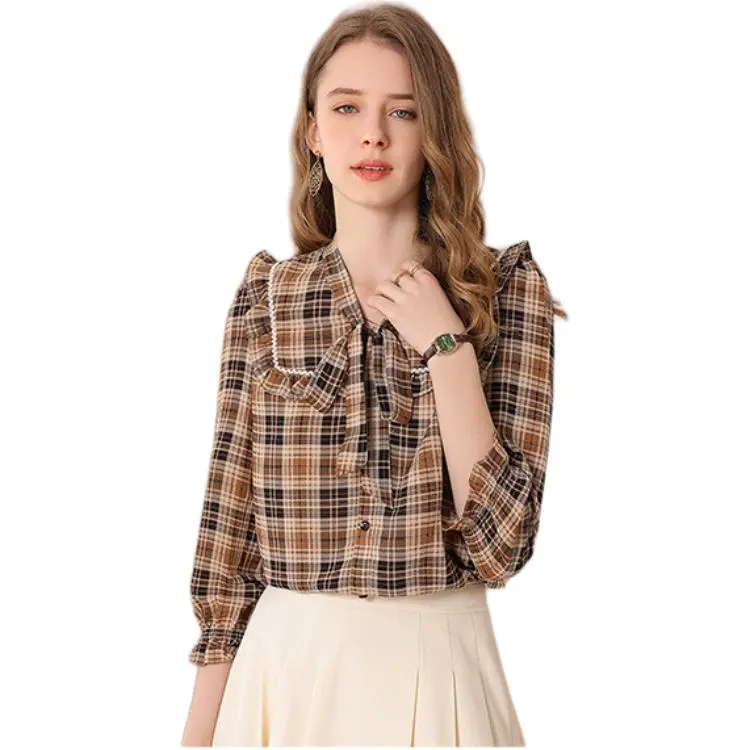 FENHONGMALI Shirt Women's Khaki-3