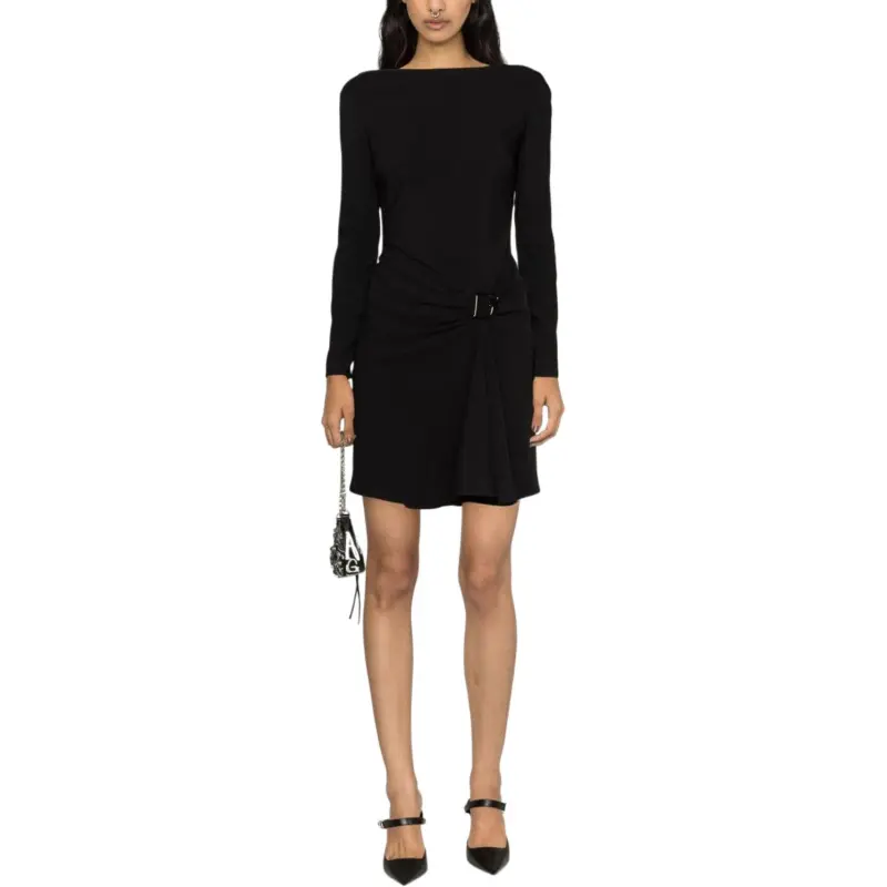 DSQUARED 2 Logo-Plaque Long Sleeved Draped Dress-3