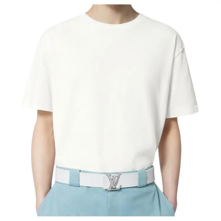 LOUIS VUITTON Leather Belts Men's White 4CM-4