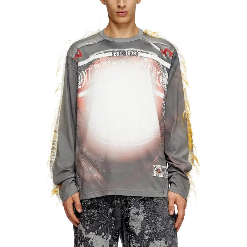 DIESEL FW24 T Shirt Men's Gray/Orange-2