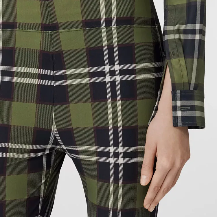 Burberry Tully Check Leggings 'Dark Olive'-4