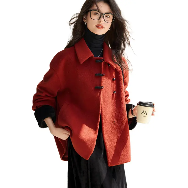 Mo Han Yi Mei Jackets Coats Women's Brick Red-2