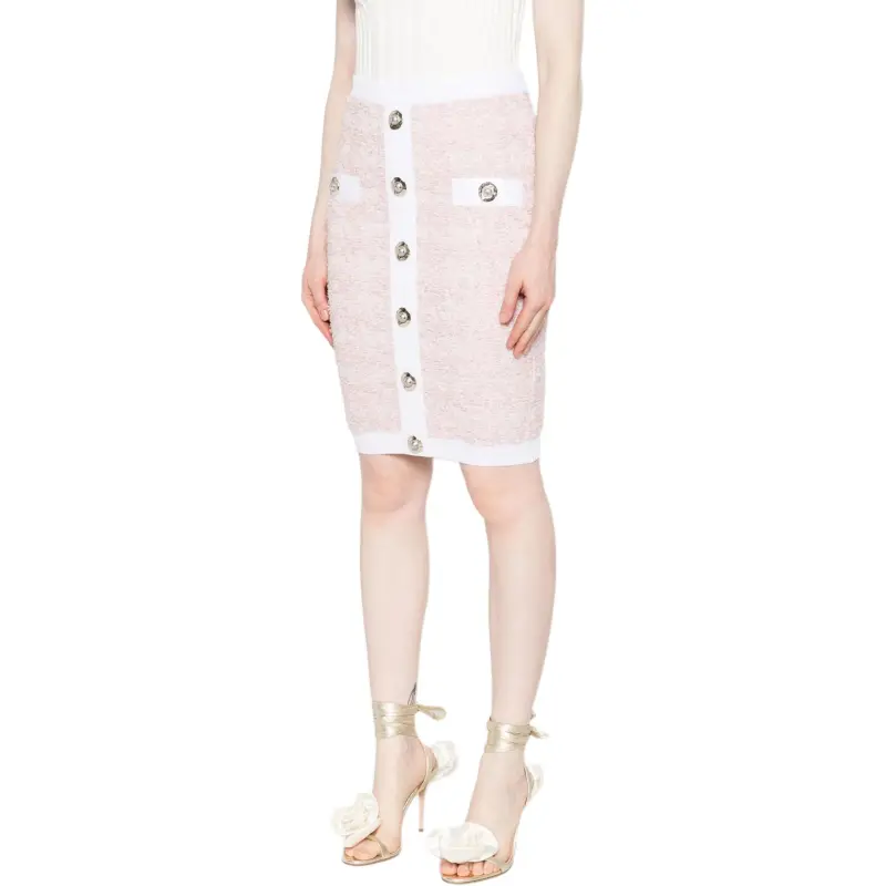 BALMAIN SS25 Casual Long Skirt Women's Pink-3