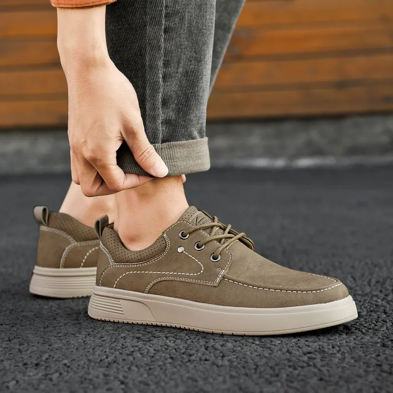 HLA Casual Shoes Men Low Top Black/Brown-12