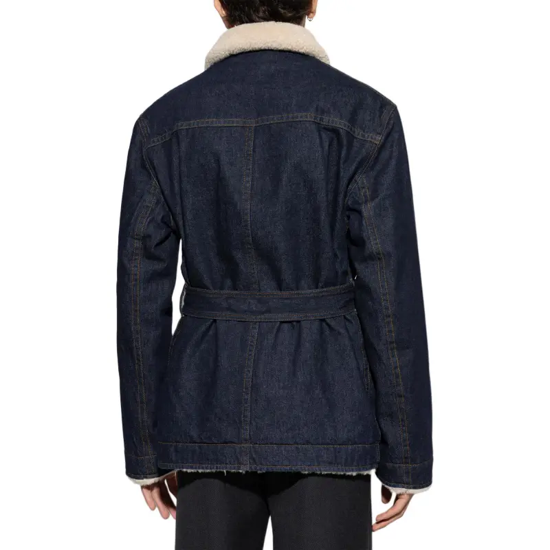 DRIES VAN NOTEN Faux Fur Collar Denim Jacket-4