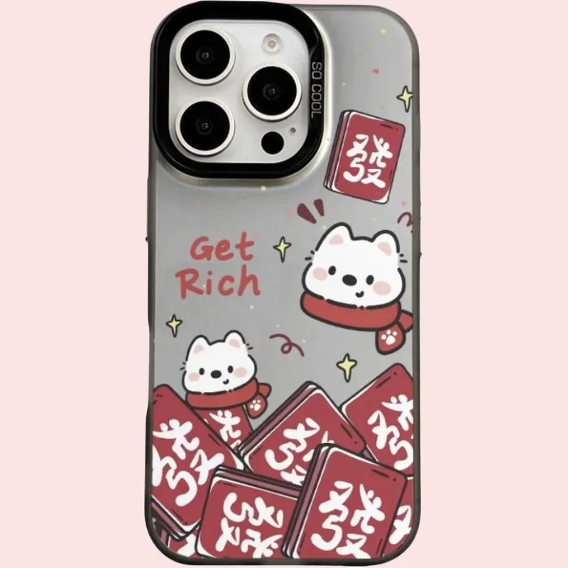 Wei Xin Acrylic Material Mahjong Prosperity Puppy Phone Cases Compatible With IPhone 16/15 Pro Max/Apple 13/14 Pro/Max-1