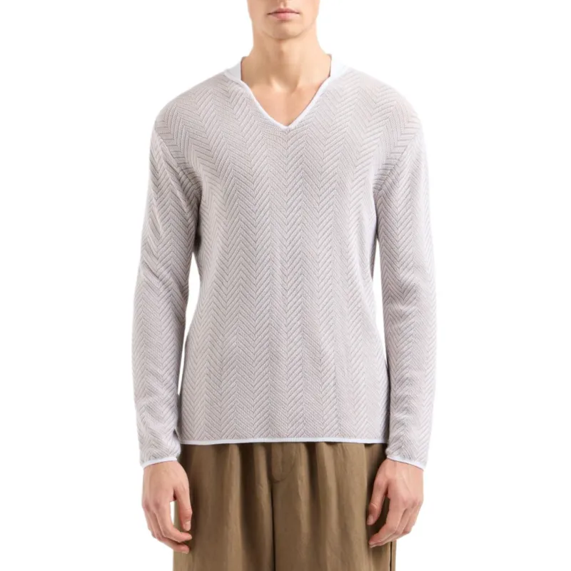 GIORGIO ARMANI Cashmere Viscose And Silk Jacquard Jumper-1
