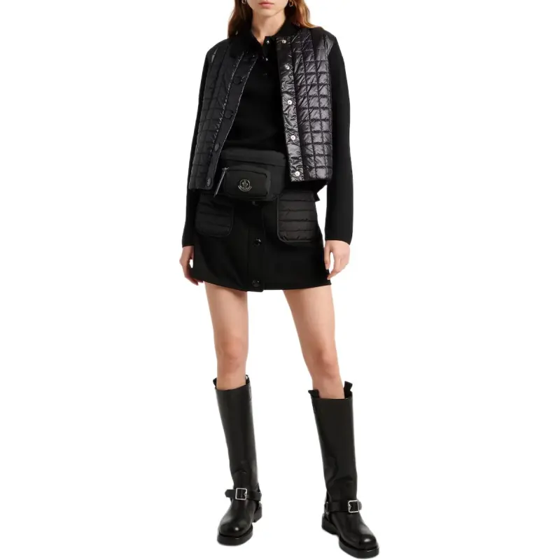 Moncler Logo Patch Quilted Knitted Cardigan-1