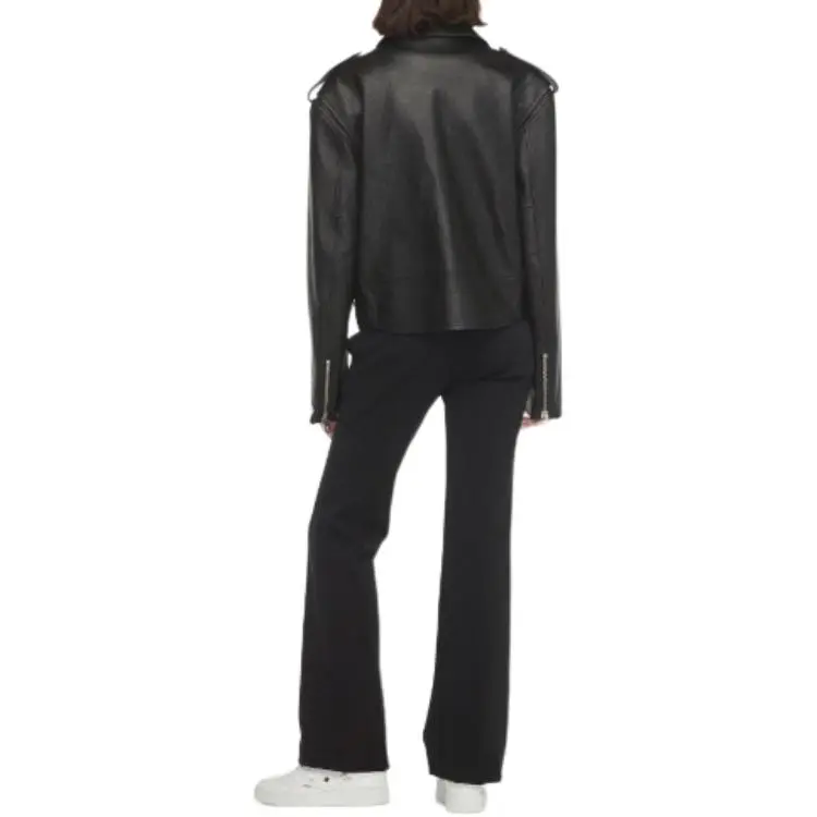 MCM Cropped Rider Jacket In Lamb Leather Jackets Coats Men's Black-4
