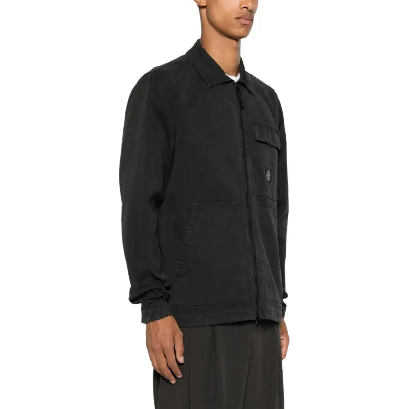 STONE ISLAND Logo Patch Zipped Overshirt-3