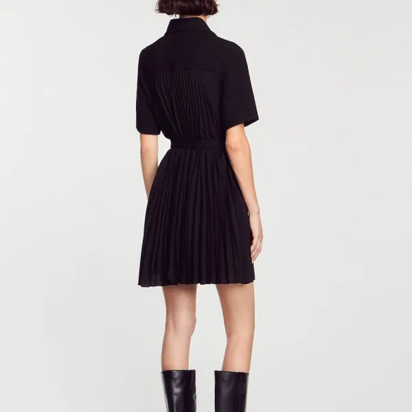 Sandro Short Sleeved Dresses Women's Black-3