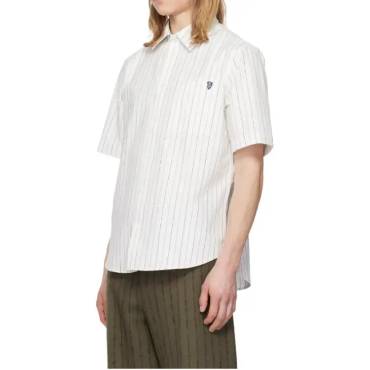 Burberry Logo Embroidered Short Sleeved Striped Shirt-3