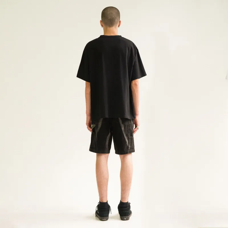 False Perception Casual Shorts Unisex Washed Black-5