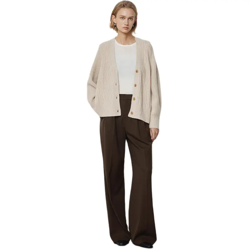 YANGZHIDAO Sweater Women's Oat Gray Camel-4