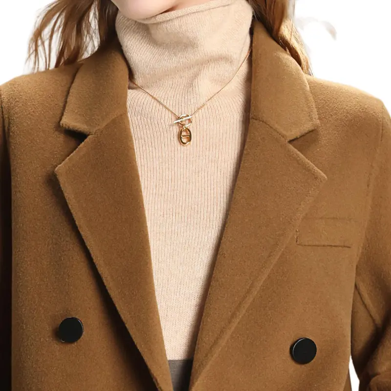 FENHONGMALI Coats Women's Dark Camel-1