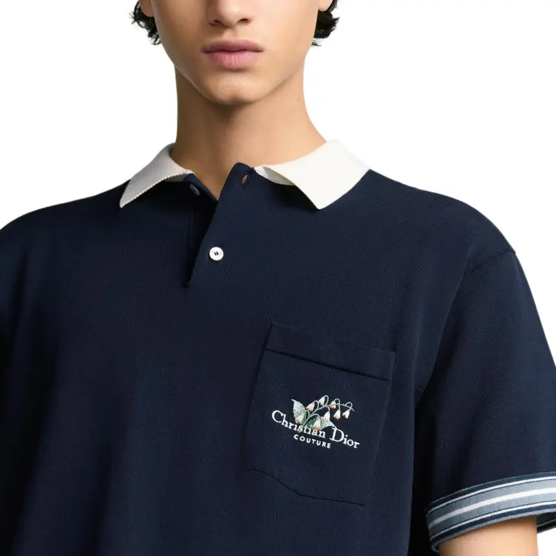 DIOR FW25 Polo Shirt Men's Blue-3