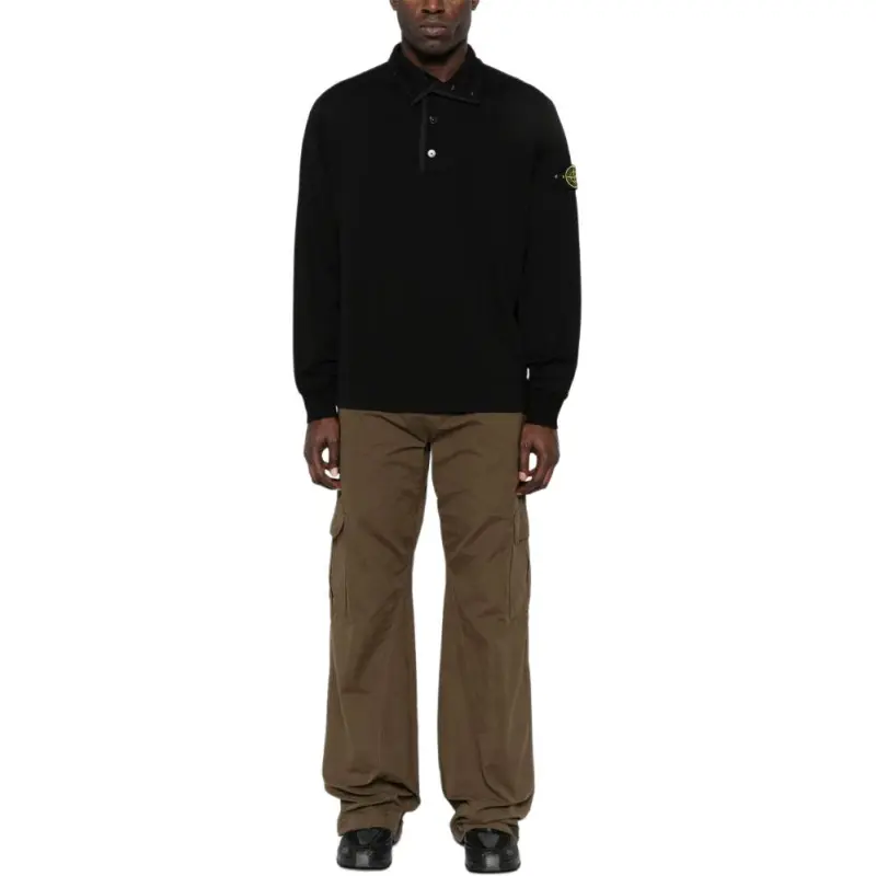 STONE ISLAND Long-Sleeved Polo Shirt-2