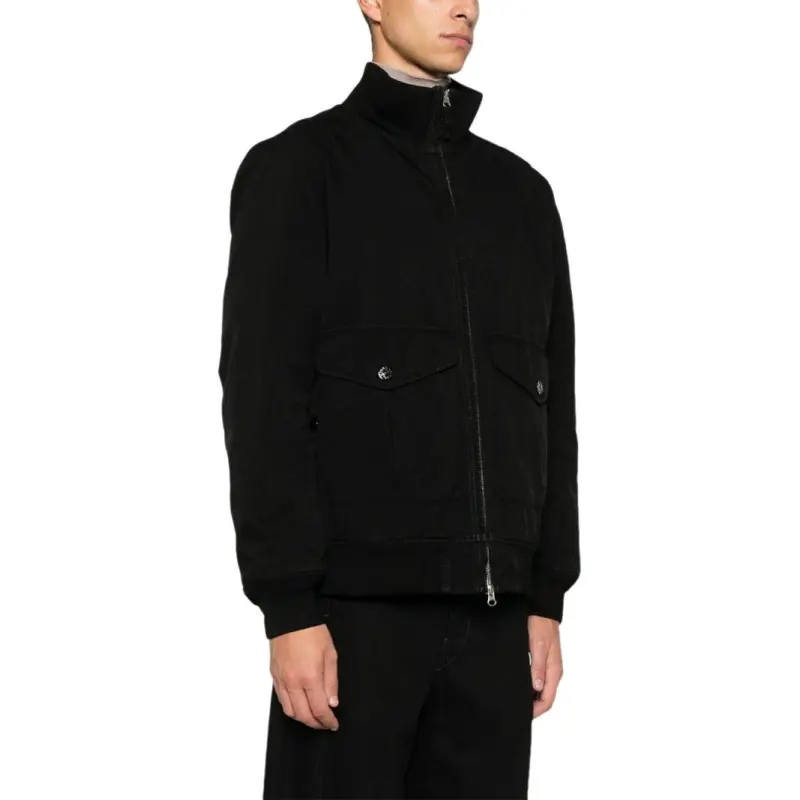 STONE ISLAND Logo Patch Zip Up Bomber Jacket-3