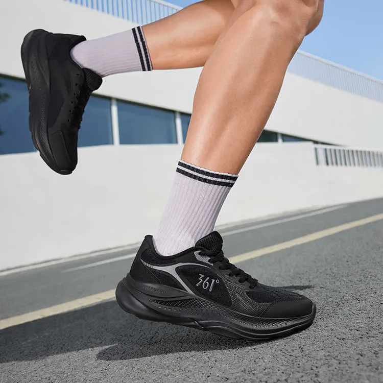 361° Cushioning, Wear Resistant Low Top Casual Training Running Shoes Men's Black-1