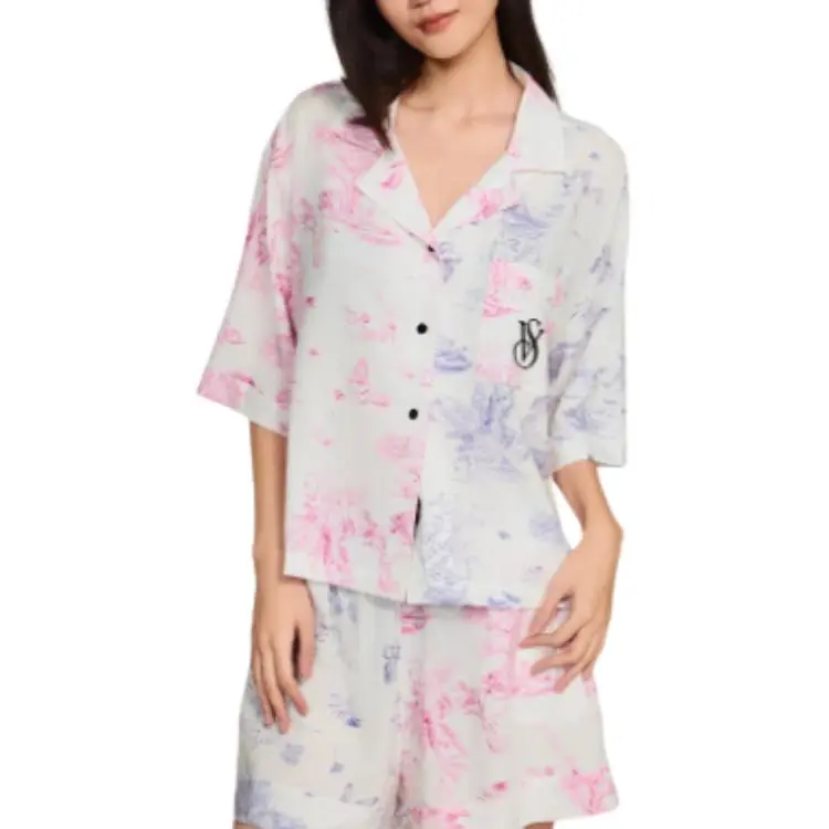 Victoria's Secret Pajama Set Women's Pink Purple Multicolor Print-1