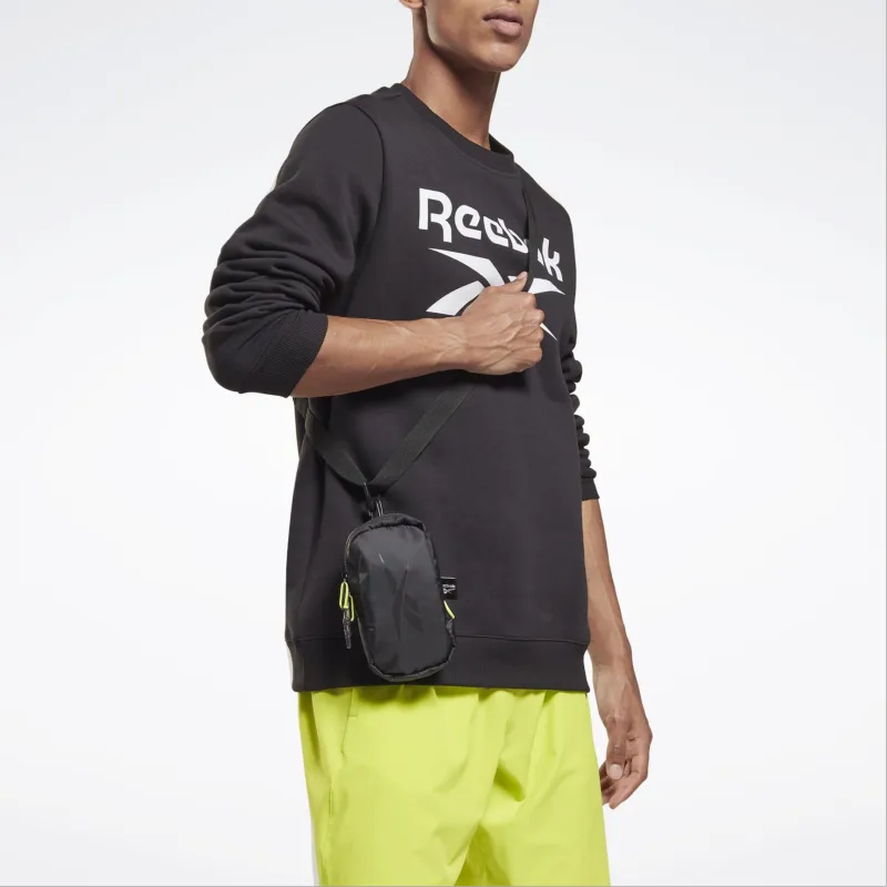 Reebok Recycled Material, Polyester One Shoulder Handbag, Crossbody Bag Regular Unisex Black-2