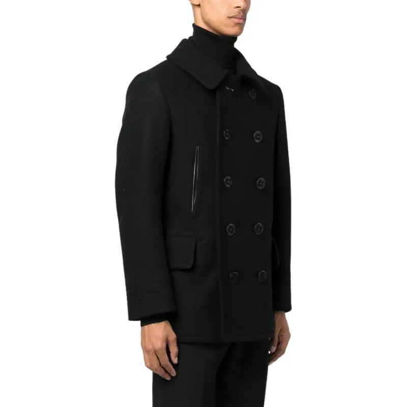 TOM FORD Melton Double-Breasted Peacoat-4
