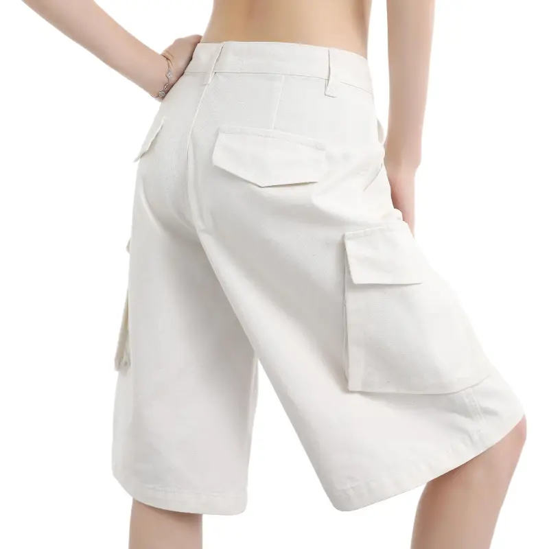 Wen Shan Denim Shorts Women's White-1