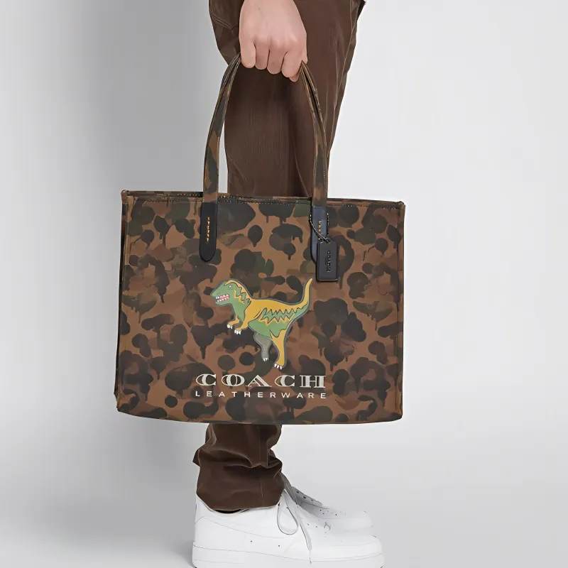 COACH Recycled Tote Canvas Bag Shopping Bag Tote Crossbody Bag Handbag Women's Colorful Army Green-4