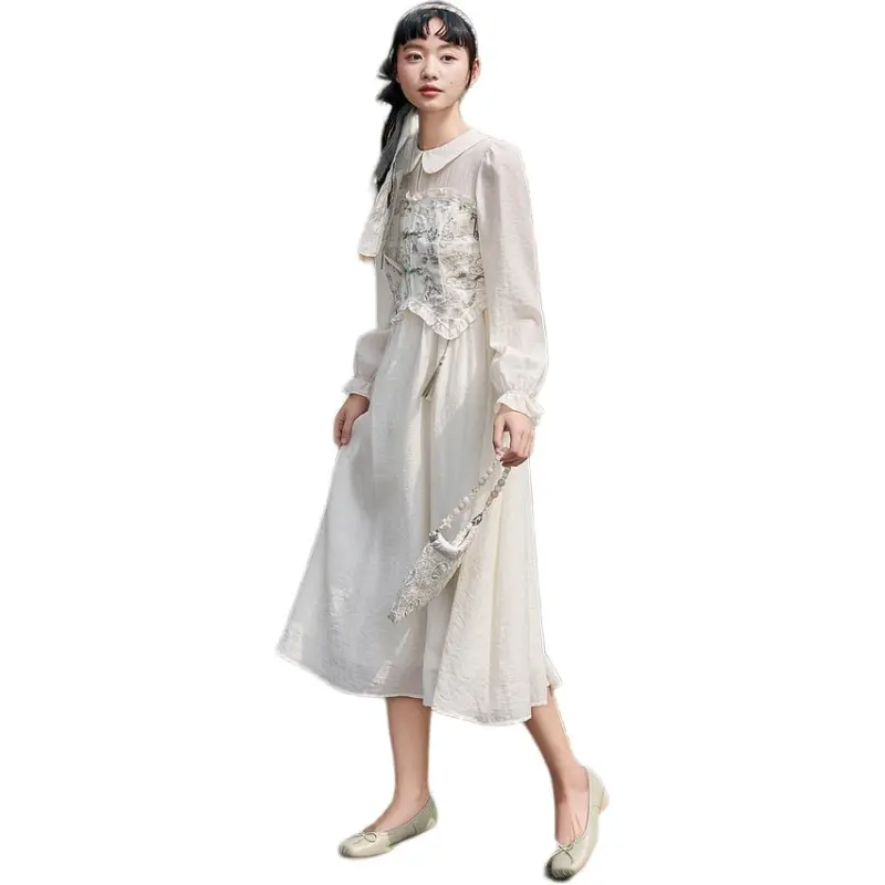 ZIHAN Long Sleeved Dress Women's Clear Jade White-2