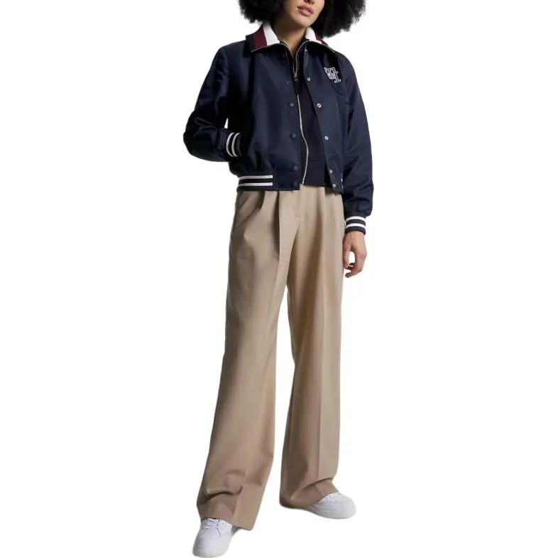 Tommy Hilfiger FW23 Varsity Monogram Bomber Jacket Jackets Desert Sky Jackets & Coats Women's Marine Blue-4