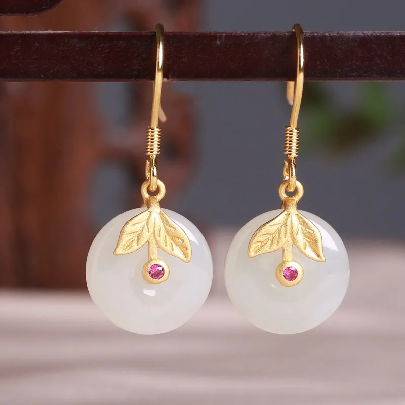 TAMINA Earrings White Jade Women's-2