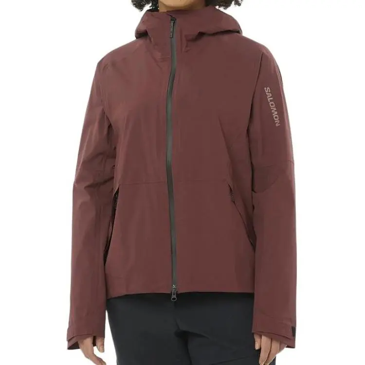 SALOMON OUTERPATH Hiking Waterproof And Breathable Windbreaker Jacket Women's Red Brown-2