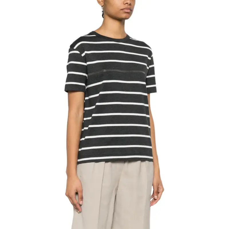 Brunello Cucinelli Stripe Detailed Crewneck T Shirt-3
