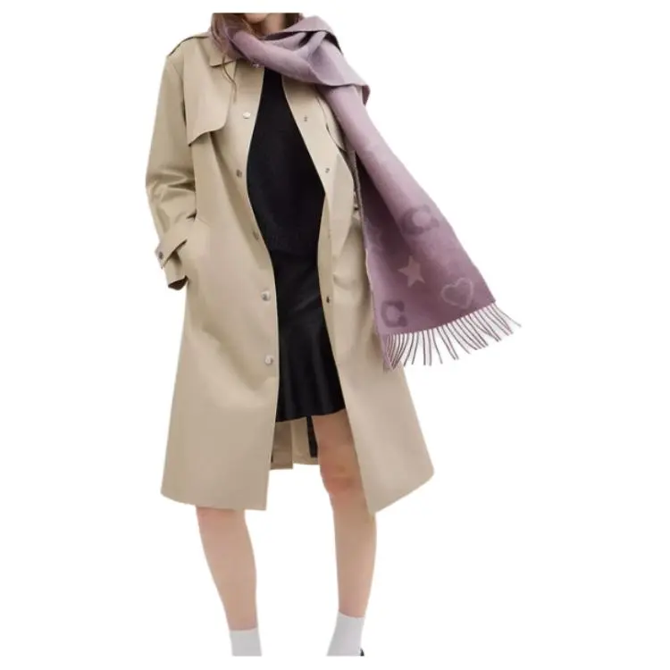 COACH Wool Knit Scarves Unisex Purple-4