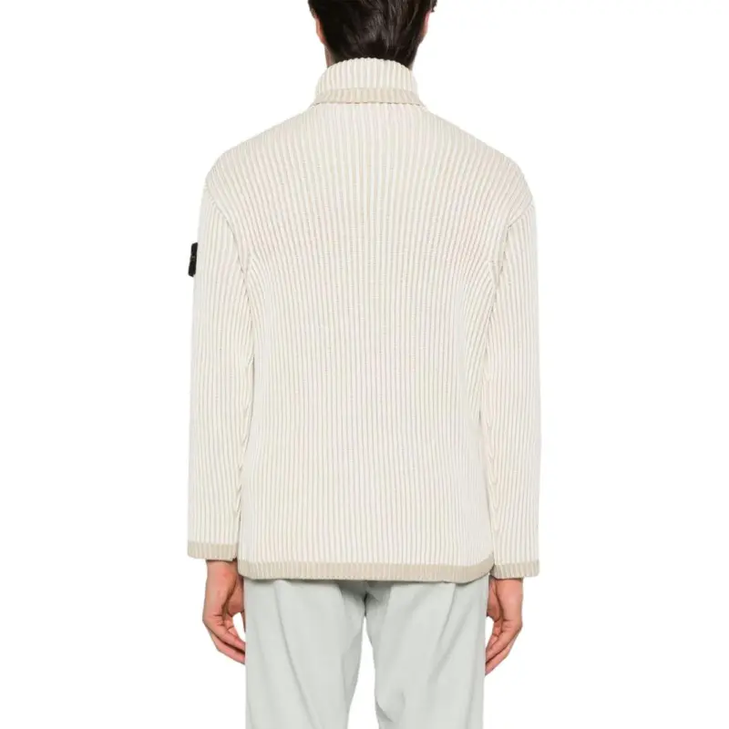 STONE ISLAND Logo Patch Roll Neck Ribbed Jumper-4