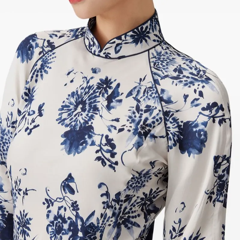 Shanghai Tang Draped Floral print Dress-4