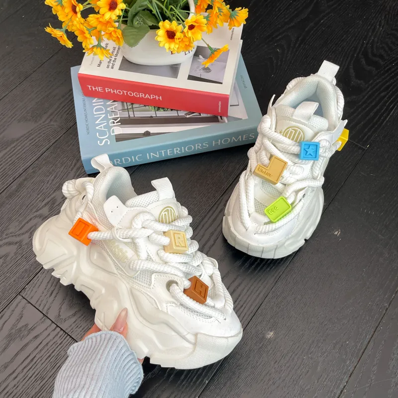 ZHR Starry Sky Flying Fish Breathable Lightweight Height Increasing Low Top Chunky Sneakers Unisex-3