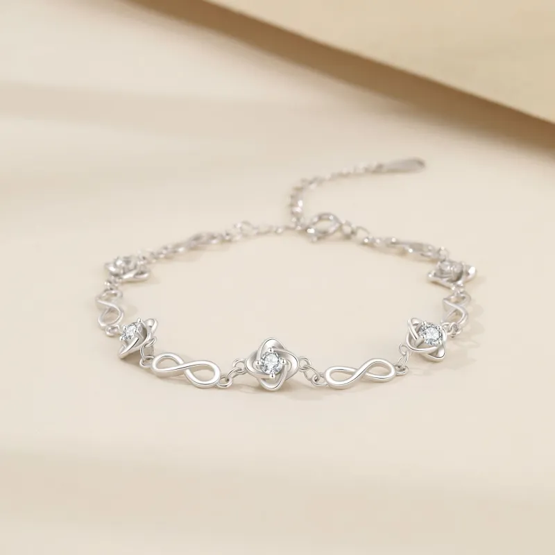 Hurry That Year S999 Silver Zircon Bracelets Women's-1
