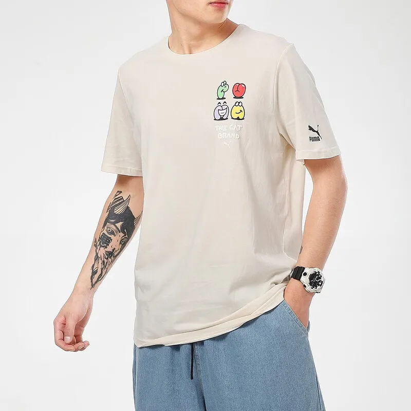 PUMA Men's Lifestyle Series T Shirt Men's Beige-4
