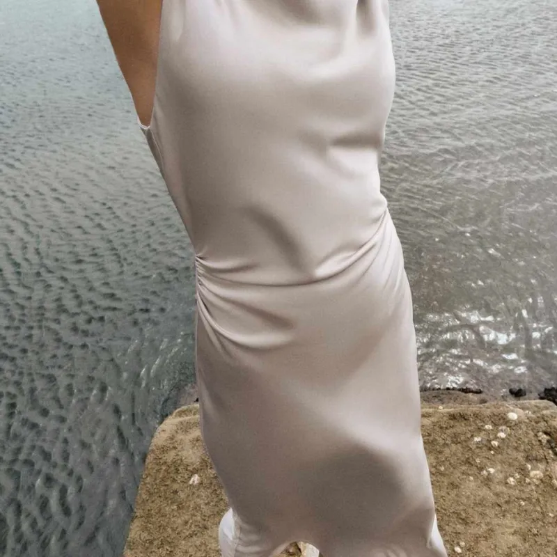 ZARA Sleeveless Dress Women's Champagne-4