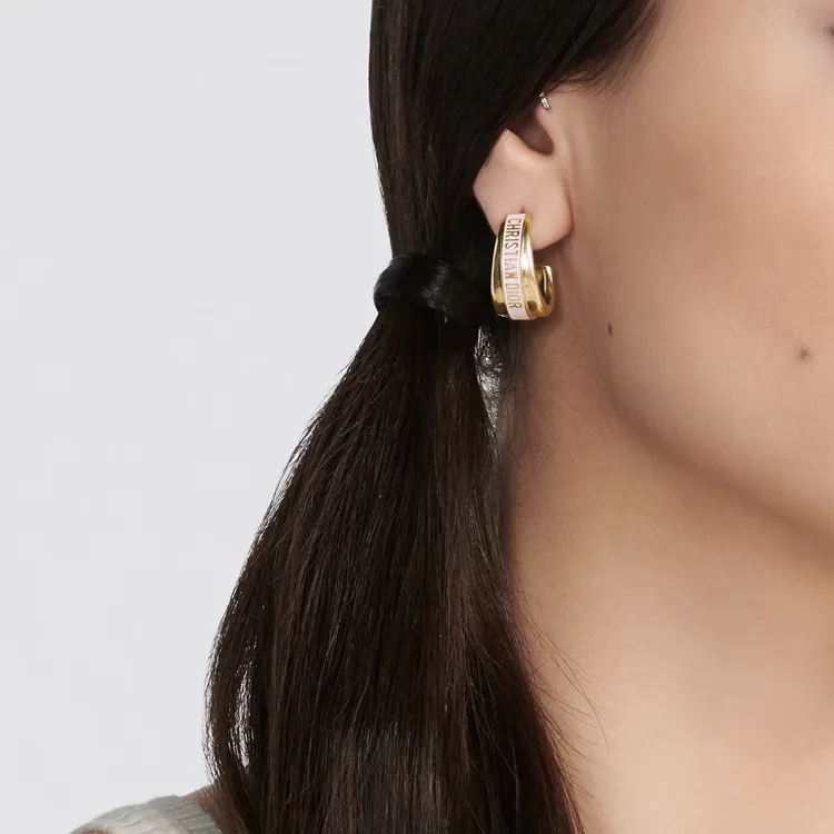 DIOR Earrings Women's Gold/Pink-4