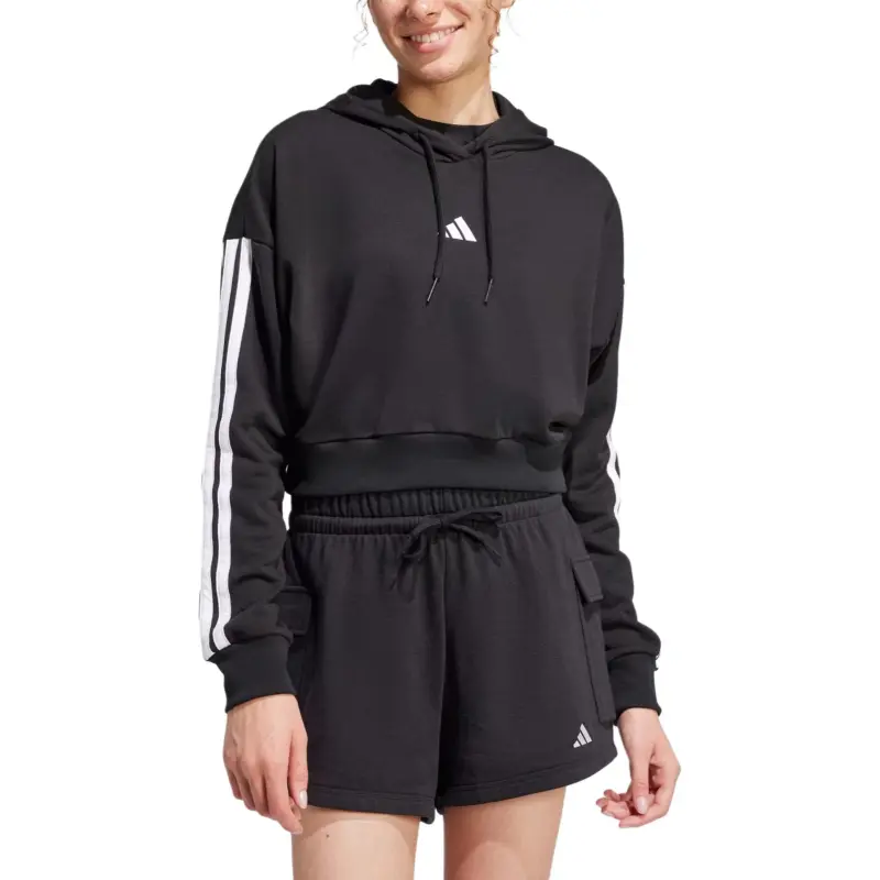 Adidas Free Shipping With AdiClub Essentials 3 Stripes French Terry Crop Hoodie-1