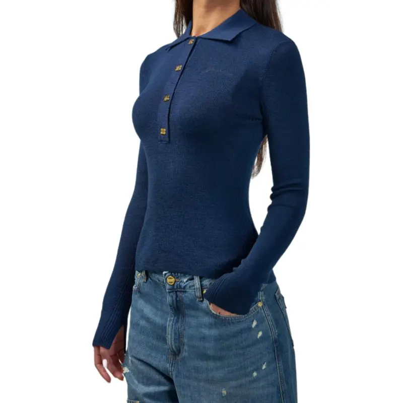 GANNI Long Sleeved Knit Polo Top-3