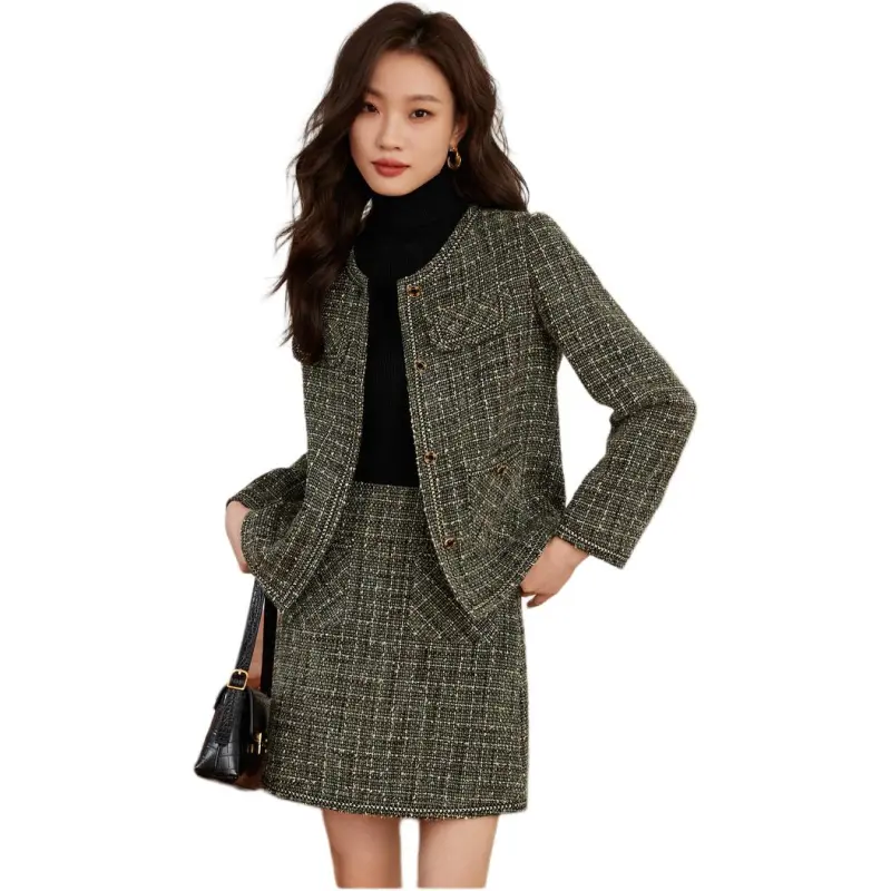 Mo Han Yi Mei Skirt Set Women's Gray Green-2