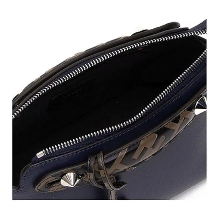 FENDI By The Way Boston Bag Mini With Ff Motif Navy-3