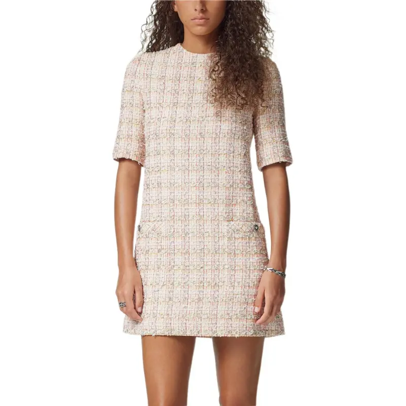 VERSACE Short Sleeved Tweed Mini Dress-3