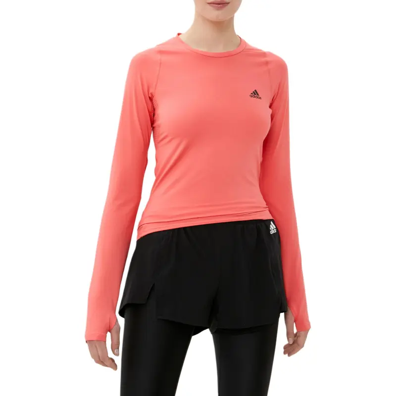 Adidas T Shirts Women's Swirl Neon Red-2