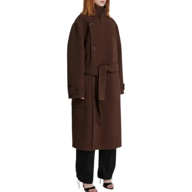 Lemaire Wrap Coat 'Brown Chine'-3