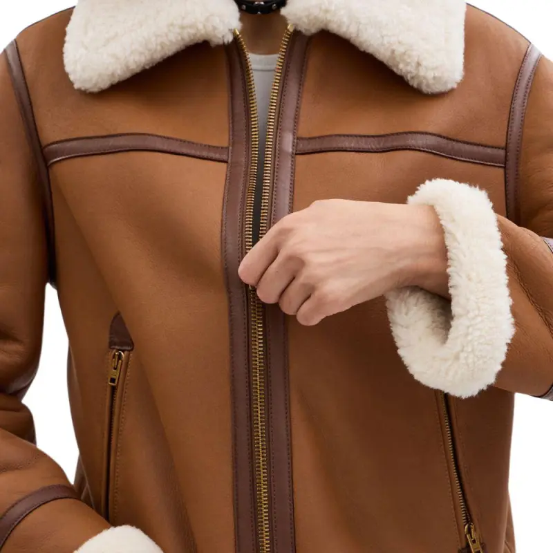 COACH FW24 Leather Jacket Women's Tan-3